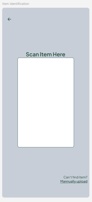 Original item-scanning screen with a muted blue-gray background.