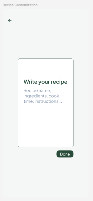 CookPrep personal recipe creation screen.